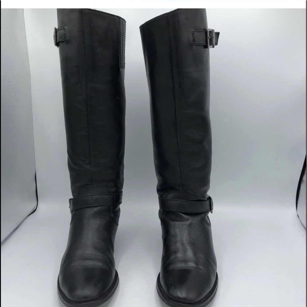 Back Zippered Leather Boots 8.5